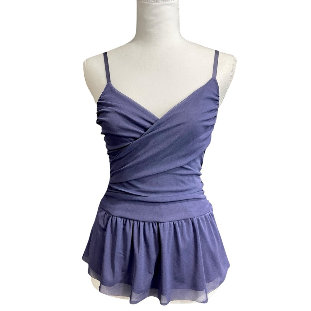 Express Purple Y2k 90s Ruched Babydoll Empire Waist Tank Top XS Whimsigoth Fairy - Picture 1 of 9